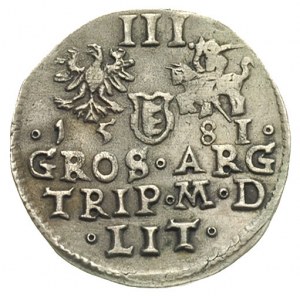 trojak 1581, Wilno, odmiana bez herbu podskarbiego, Ige...