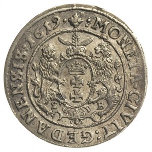 ort 1619, Gdańsk, moneta rzadko spotykana w tak ładnym ...