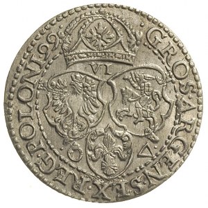 szóstak 1599, Malbork, mała głowa króla kropka przy pie...