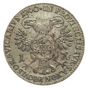 grosz wikariacki 1740, Drezno, Aw: Popiersie króla, Rw:...