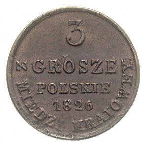 3 grosze z miedzi krajowej 1826, Warszawa, Iger KK.26.1...