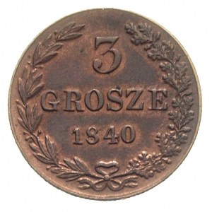 3 grosze 1840, Warszawa, odmiana bez kropki po dacie, I...
