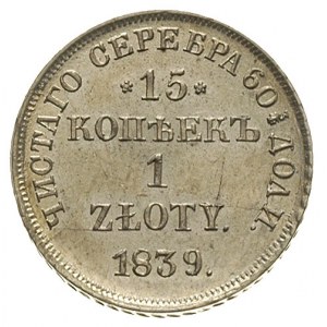 15 kopiejek = 1 złoty 1839, Petersburg, Plage 413, Bitk...