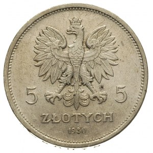5 złotych 1930, Warszawa, Sztandar, Parchimowicz 115.b,...