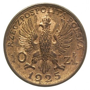 10 złotych 1925, Warszawa, Dwie głowy, brąz 3.41 g, Par...