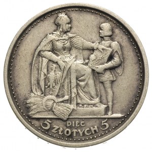 5 złotych 1925, Konstytucja odmiana 100 perełek, srebro...