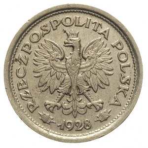 1 złoty 1928, nominał w wieńcu bez napisu PRÓBA, nikiel...