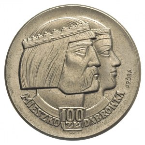 100 złotych 1960, Mieszko i Dąbrówka, Dwie głowy i nomi...