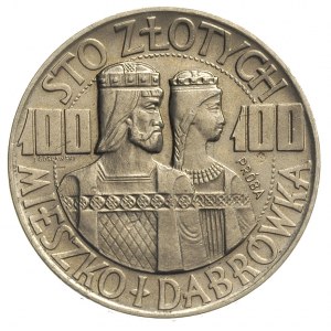 100 złotych 1966, Mieszko i Dąbrówka, Dwie półpostacie,...