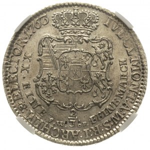 2/3 talara 1763, Drezno, moneta w pudełku NGC z certyfi...
