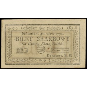 4 złote polskie 4.09.1794, seria 1-K, odwrócony ozdobni...