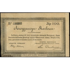 asygnata na 100 złotych 1831, wypełniony blankiet, Luco...
