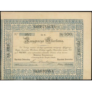 asygnata na 500 złotych 1831, niewypełniony blankiet, w...