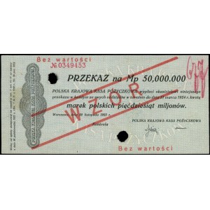 przekaz na 50.000.000 marek polskich 20.11.1923, WZÓR z...