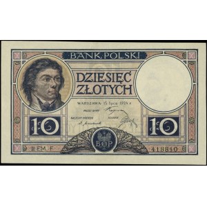 10 złotych 15.07.1924, II Emisja F, Miłczak 58a, Lucow ...