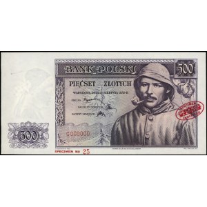 500 złotych 15.08.1939, SPECIMEN, seria C 000000, dodat...