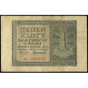 1 złoty 1.08.1941, seria AE, z nadrukiem \POLSKI WOJSKO...
