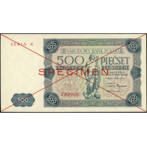 500 złotych 15.07.1947, SPECIMEN, seria X 789000, Miłcz...