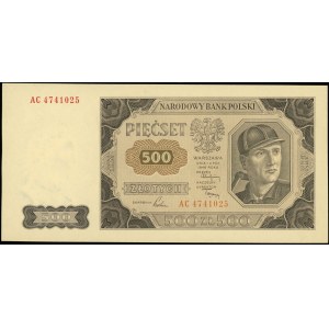 500 złotych 1948, seria AC, Miłczak 140bb, wyśmienicie ...