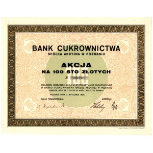 Bank Cukrownictwa S. A. w Poznaniu, akcja na 100 złotyc...