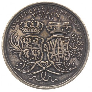 August II, medal wagi półtalara 1711 r, Aw: Postać Augu...