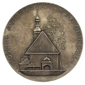 jednostronny medal sygnowany J. PRINZ -Kościół Automobi...