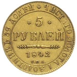 5 rubli 1842 / СПБ - АЧ, Petersburg, złoto 6.49 g, Bitk...
