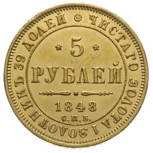 5 rubli 1848 / СПБ - АГ, Petersburg, złoto 6.53 g, Bitk...