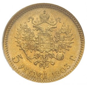 5 rubli 1903, Petersburg, złoto, Kazakov 268, moneta w ...