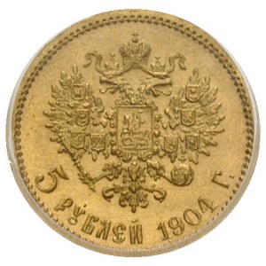 5 rubli 1904, Petersburg, złoto, Kazakov 282, moneta w ...