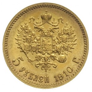 5 rubli 1910 ЭБ, Petersburg, złoto 3.41 g, Kazakov 377,...