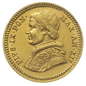 2.50 scudi 1857, złoto 4.32 g, Pagani 364, Berman 3306,...