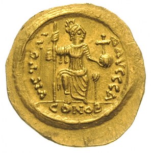 solidus 565-578, Konstantynopol, Aw: Popiersie na wpros...