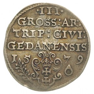 trojak 1579, Gdańsk, Iger G.79.1.a (R5), T. 8, bardzo r...
