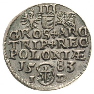 trojak 1583, Olkusz, mniejsza głowa króla, Iger O.83.3....