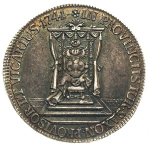 półtalar wikariacki 1741, Drezno, Aw: Król na koniu, Rw...