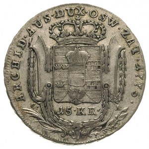 15 krajcarów 1775, Wiedeń, Plage 2, bardzo ładne i rzad...