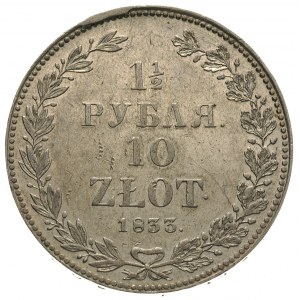 1 1/2 rubla = 10 złotych 1833, Petersburg, korona wąska...