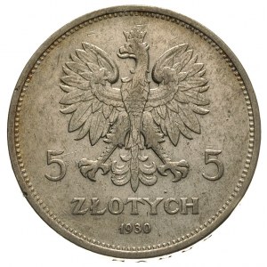 5 złotych 1930, Warszawa, Nike, Parchimowicz 114.c, rza...