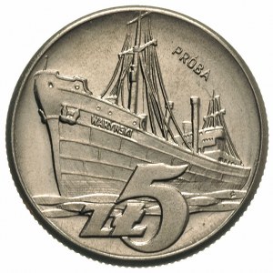 5 złotych 1960, Statek \Waryński, na rewersie wypukły n...