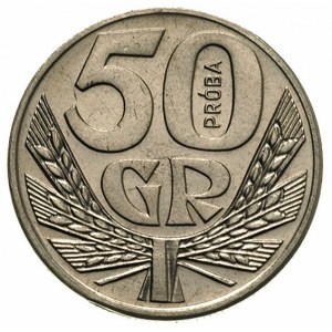 50 groszy 1958, Kłosy zboża, na rewersie wypukły napis ...