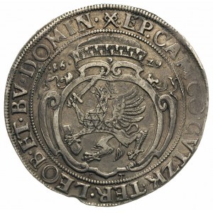 talar 1629, Szczecin, Aw: Popiersie i napis, Rw: Gryf n...