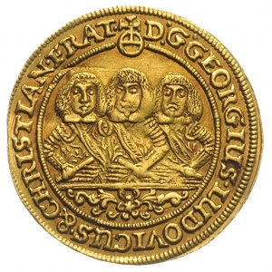 dukat 1660, Brzeg, Aw: Półpostacie trzech braci i napis...