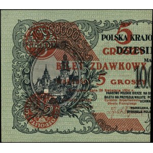 5 groszy 28.04.1924, lewa część, Miłczak 43a, Lucow 699...