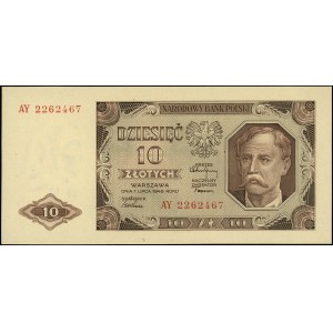 10 złotych 1.07.1948, seria AY, Miłczak 136b, Lucow 125...