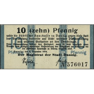 Gdańsk, 10 i 50 fenigów 9.12.1916, Podczaski WD-100.B.1...