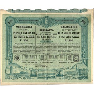Warszawa, obligacja 7% pożyczki na 300 rubli 1.10.1903,...