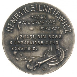 Śmierć Henryka Sienkiewicza- medal sygnowany W.WIŚNIEWS...