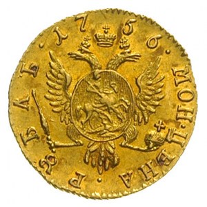 rubel 1756, Krasny Dwor, złoto 1.59 g, Diakov 390 (R1),...