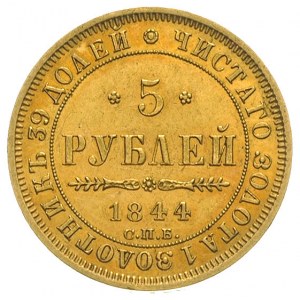 5 rubli 1844 / КБ, Petersburg, złoto 6.52 g, Bitkin 25,...